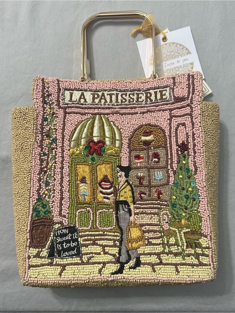 La Patisserie Viral Beaded Handbag Paris Bakery Christmas Bag NWT